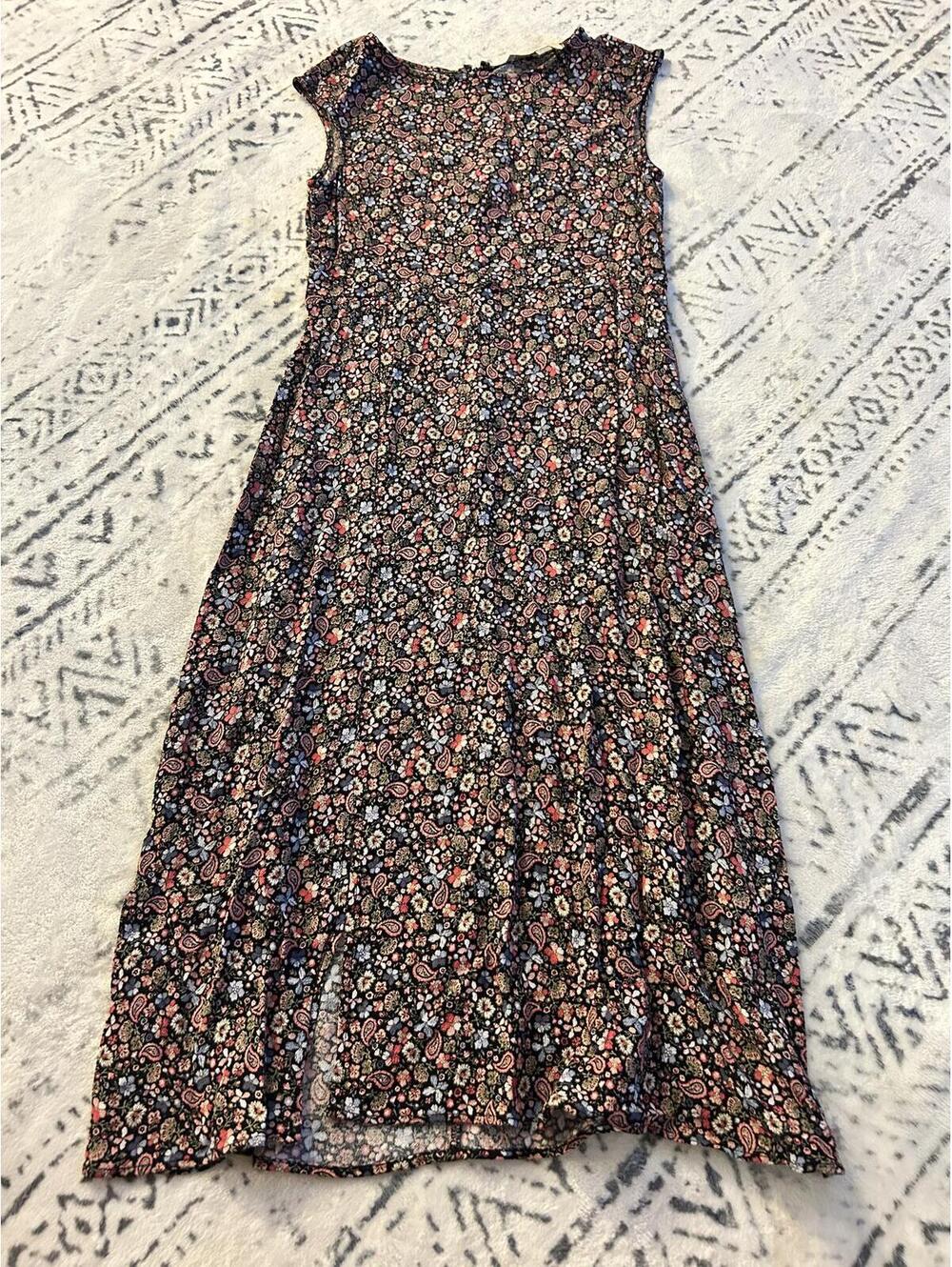 Floral Pattern Maxi Dress with Cap Sleeves